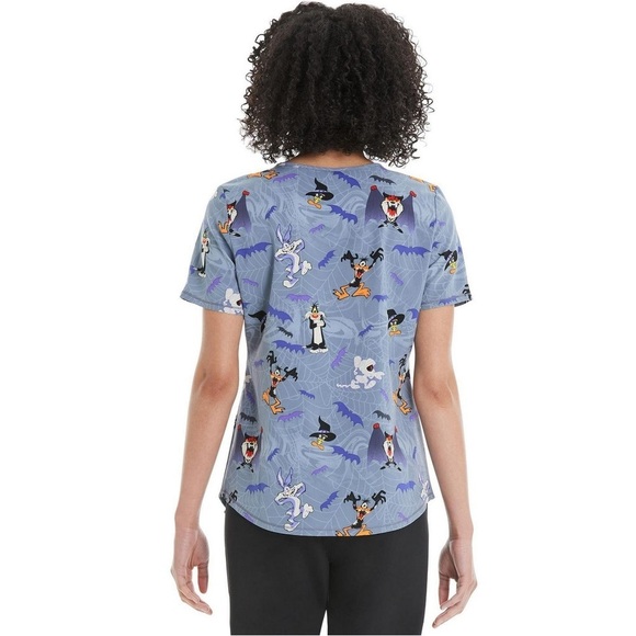 ScrubStar Looney Tunes Fright Time Women’s V-Neck Print Scrub Top XXL - Picture 3 of 3